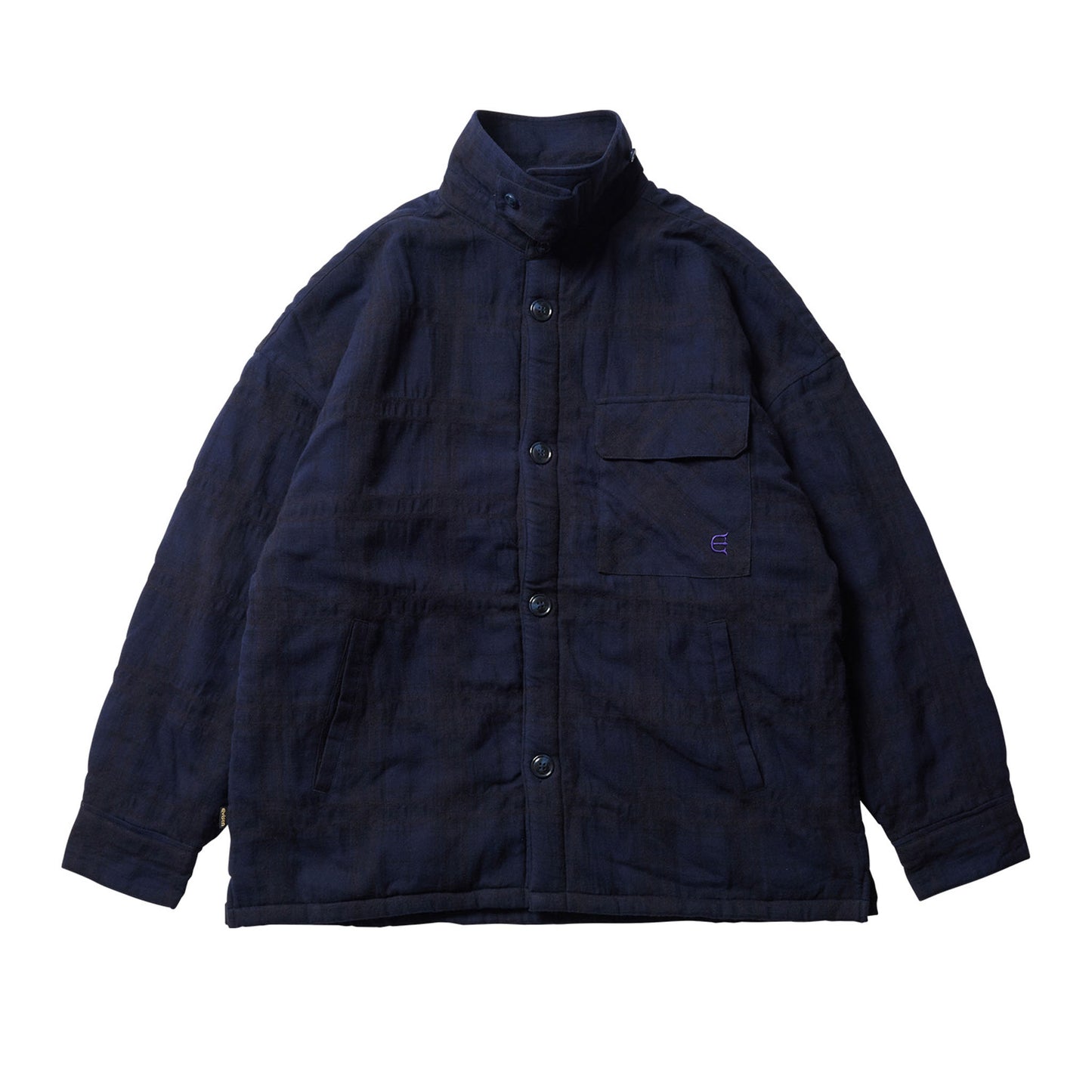 SHAO PLAID FLEECE JACKET / NAVY