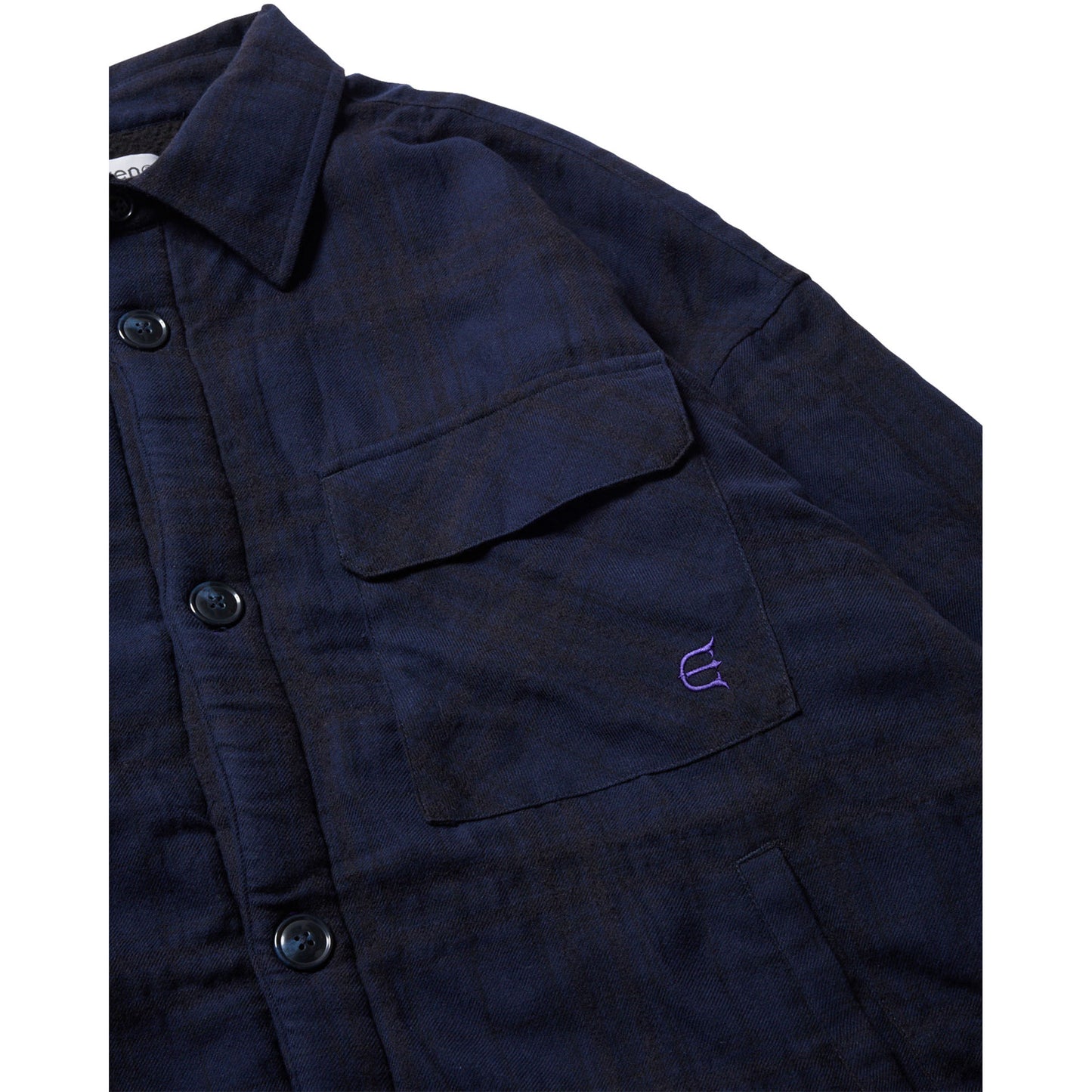 SHAO PLAID FLEECE JACKET / NAVY