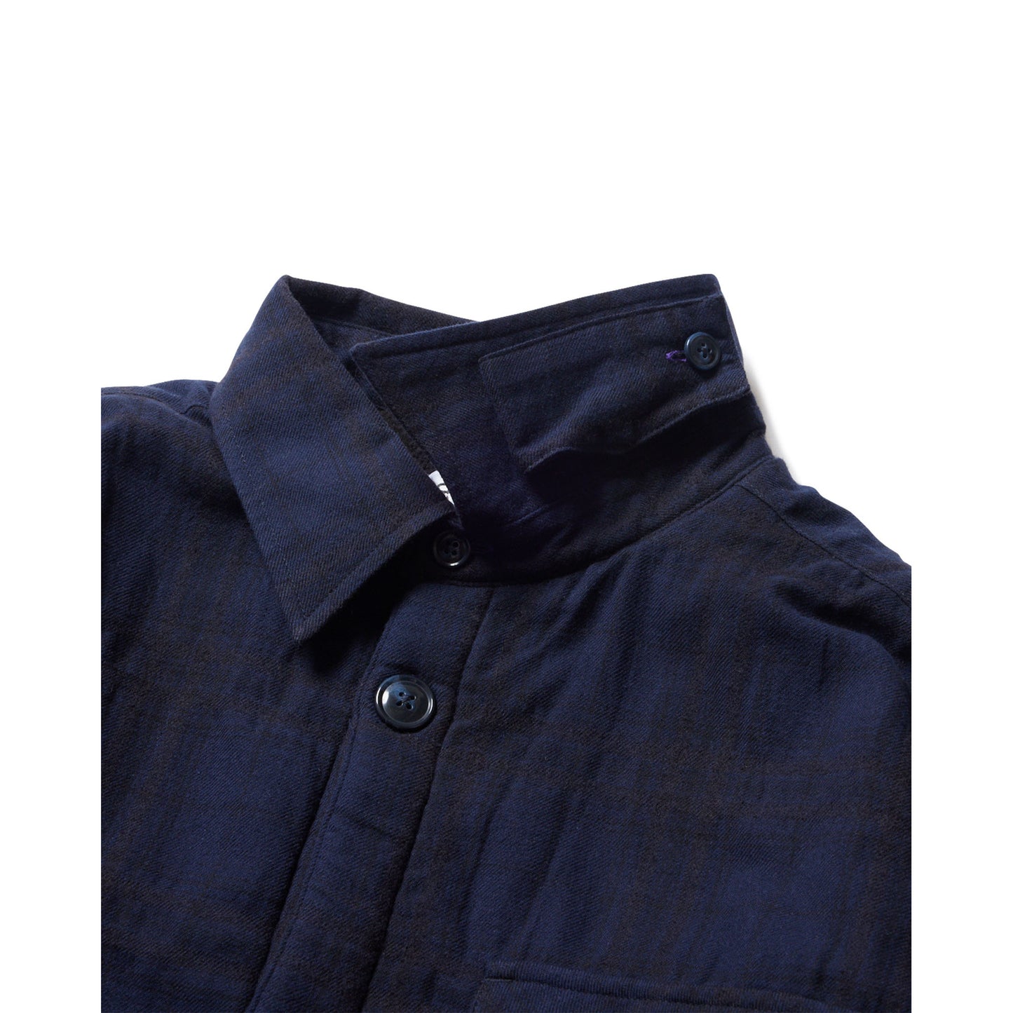 SHAO PLAID FLEECE JACKET / NAVY