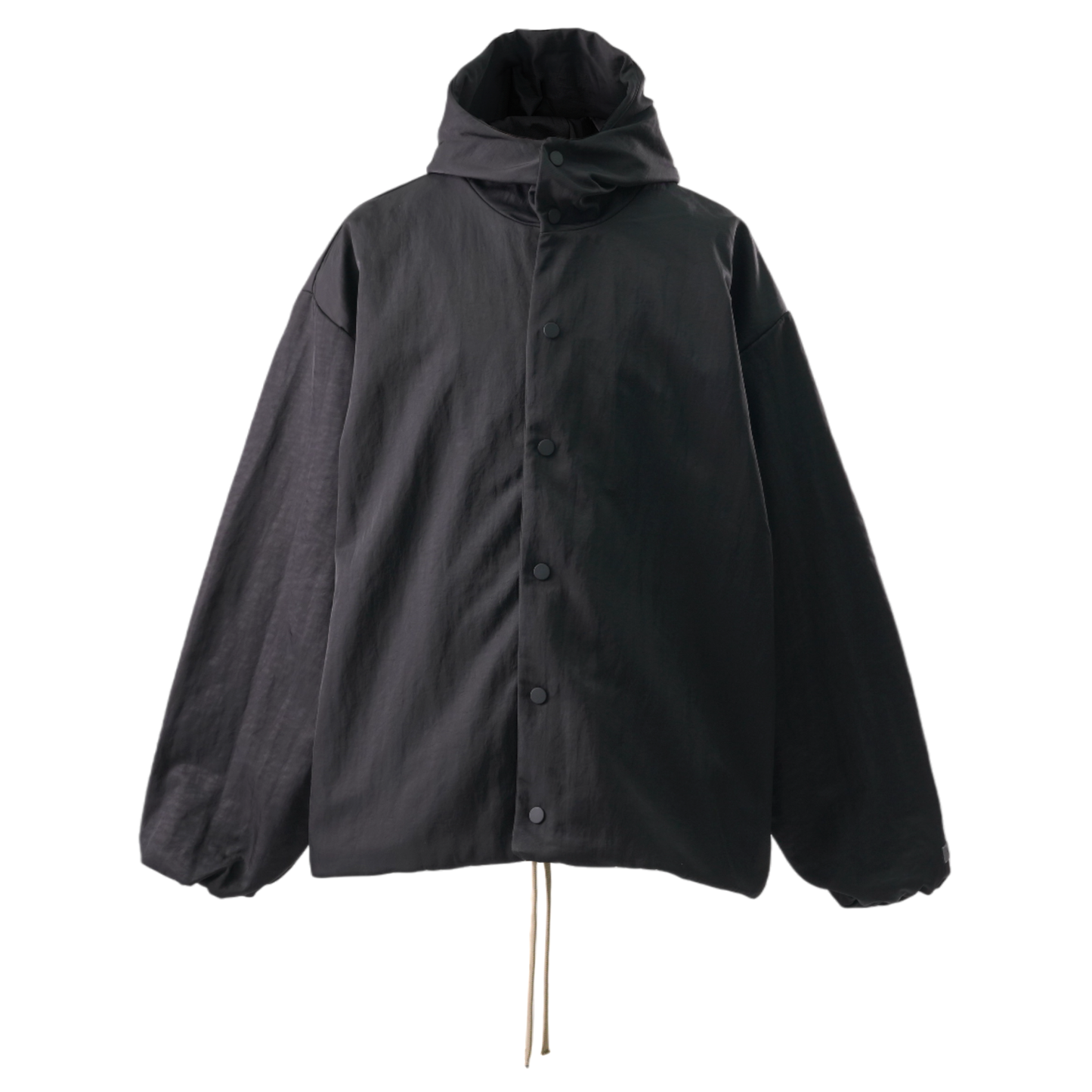 TEXTURED NYLON HOODED COACH JACKET / BLACK