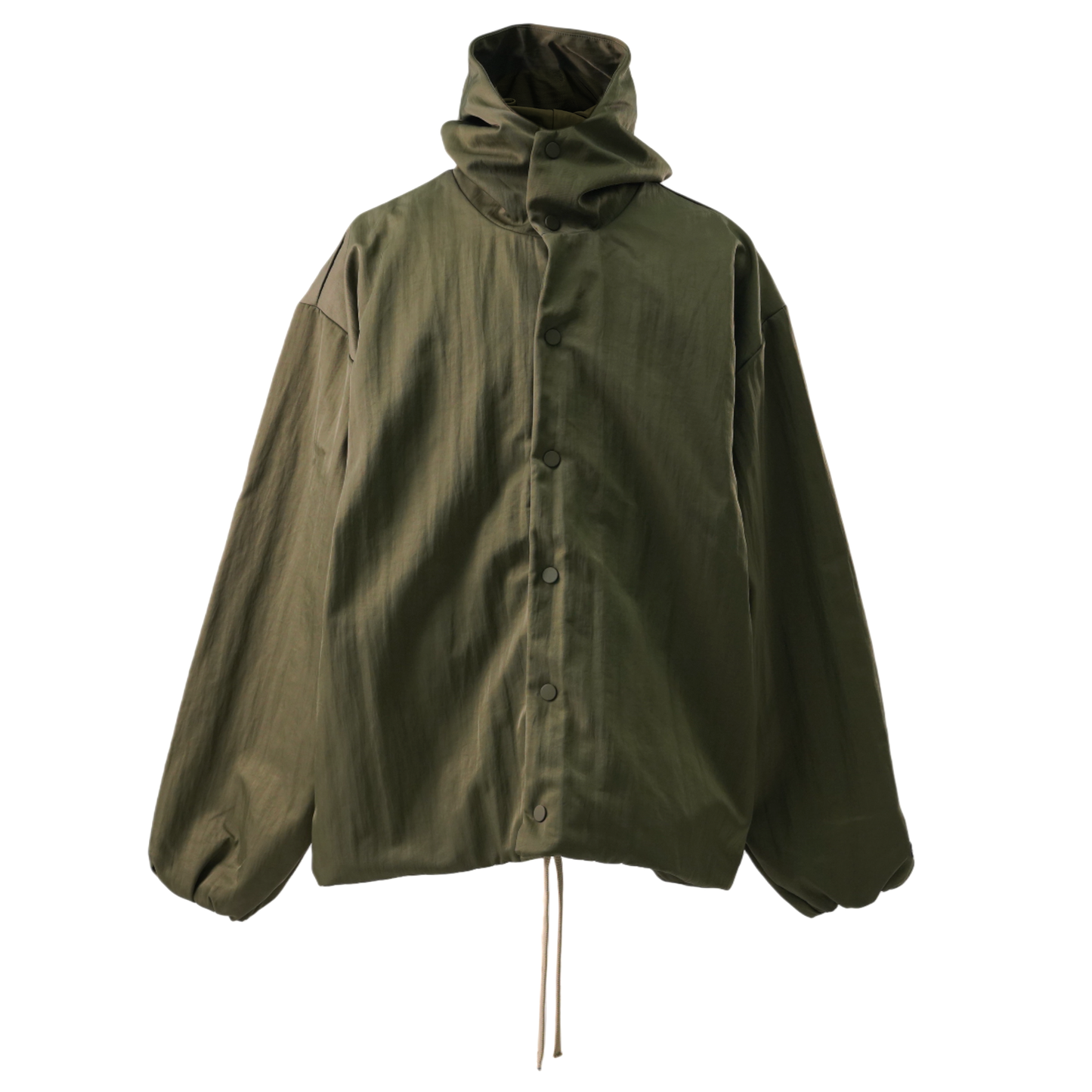 TEXTURED NYLON HOODED COACH JACKET / MILITARY