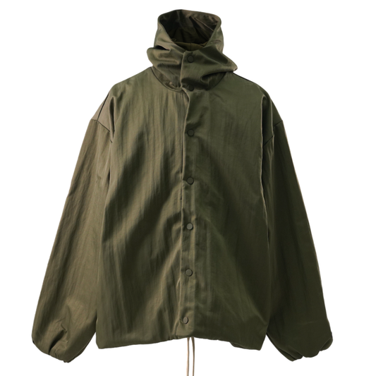 TEXTURED NYLON HOODED COACH JACKET / MILITARY