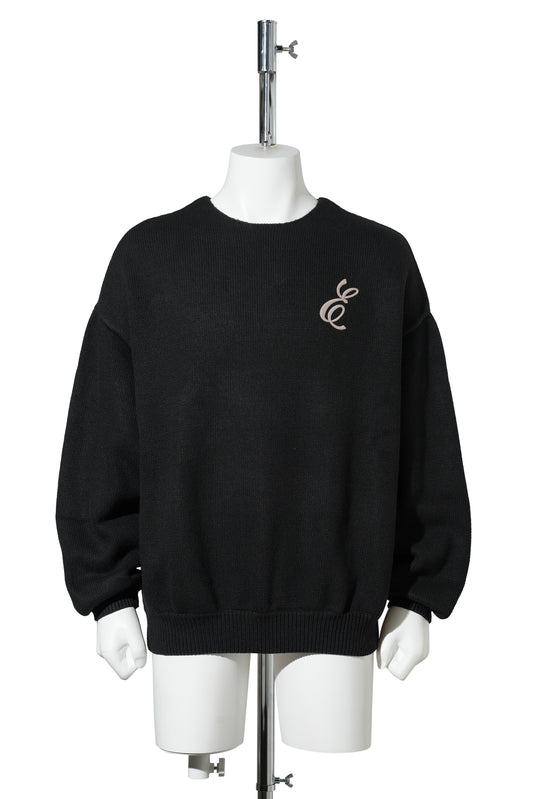 WAFFLE CREWNECK SWEATER / VINTAGE BLACK