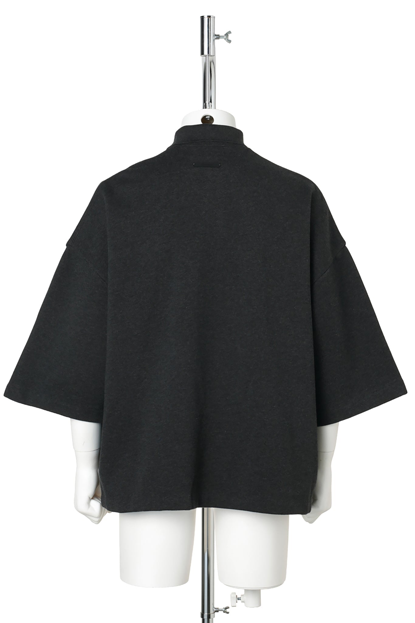 PANELLED CROP POLO / 0120:IRON GREY HEATHER/SEAL HEATHER