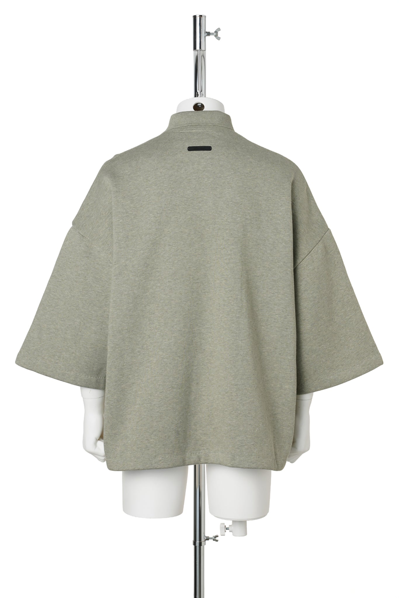 PANELLED CROP POLO / 0135:SEAL HEATHER/IRON GREY