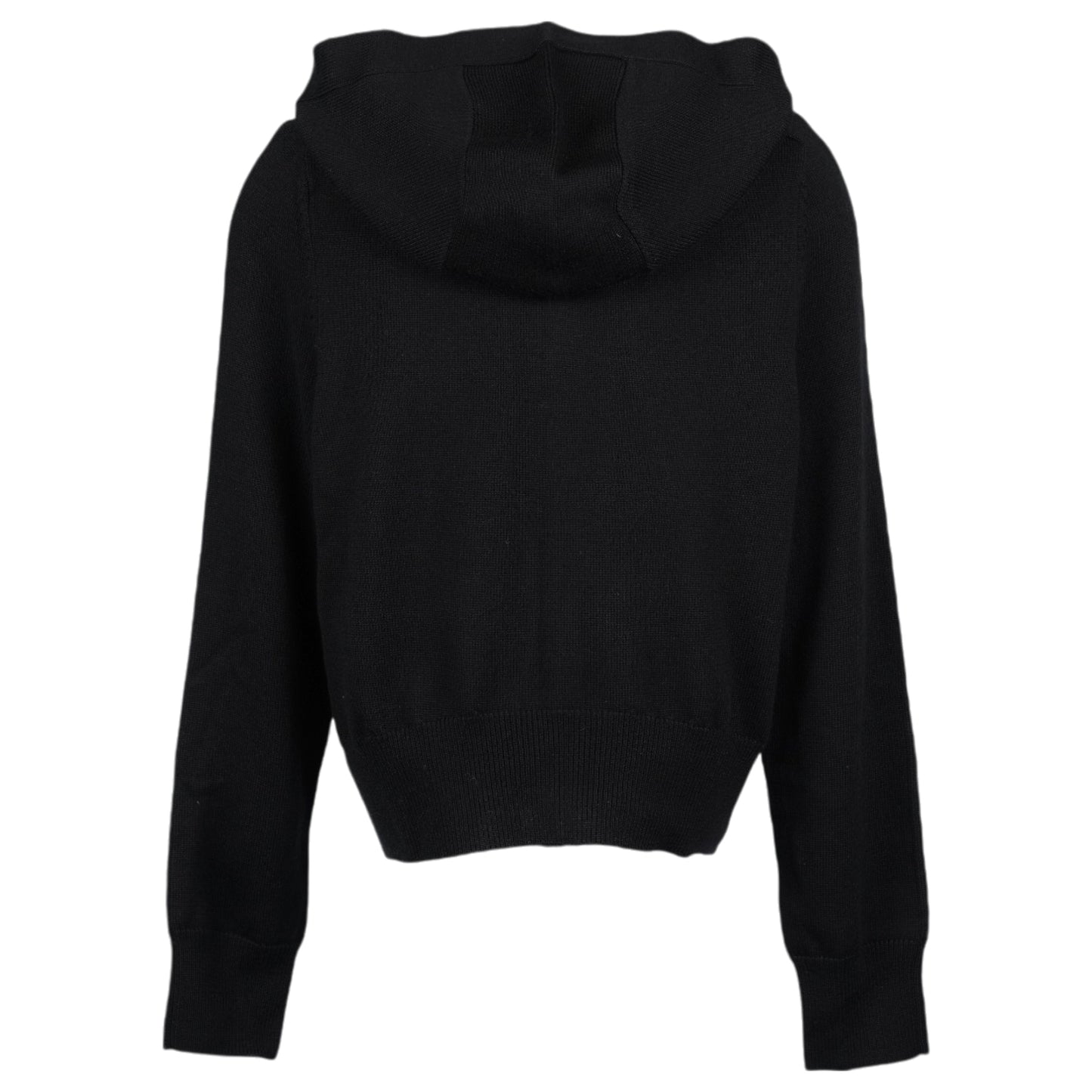 COLOR BLOCK CROPPED KNIT HOODIE / BLACK