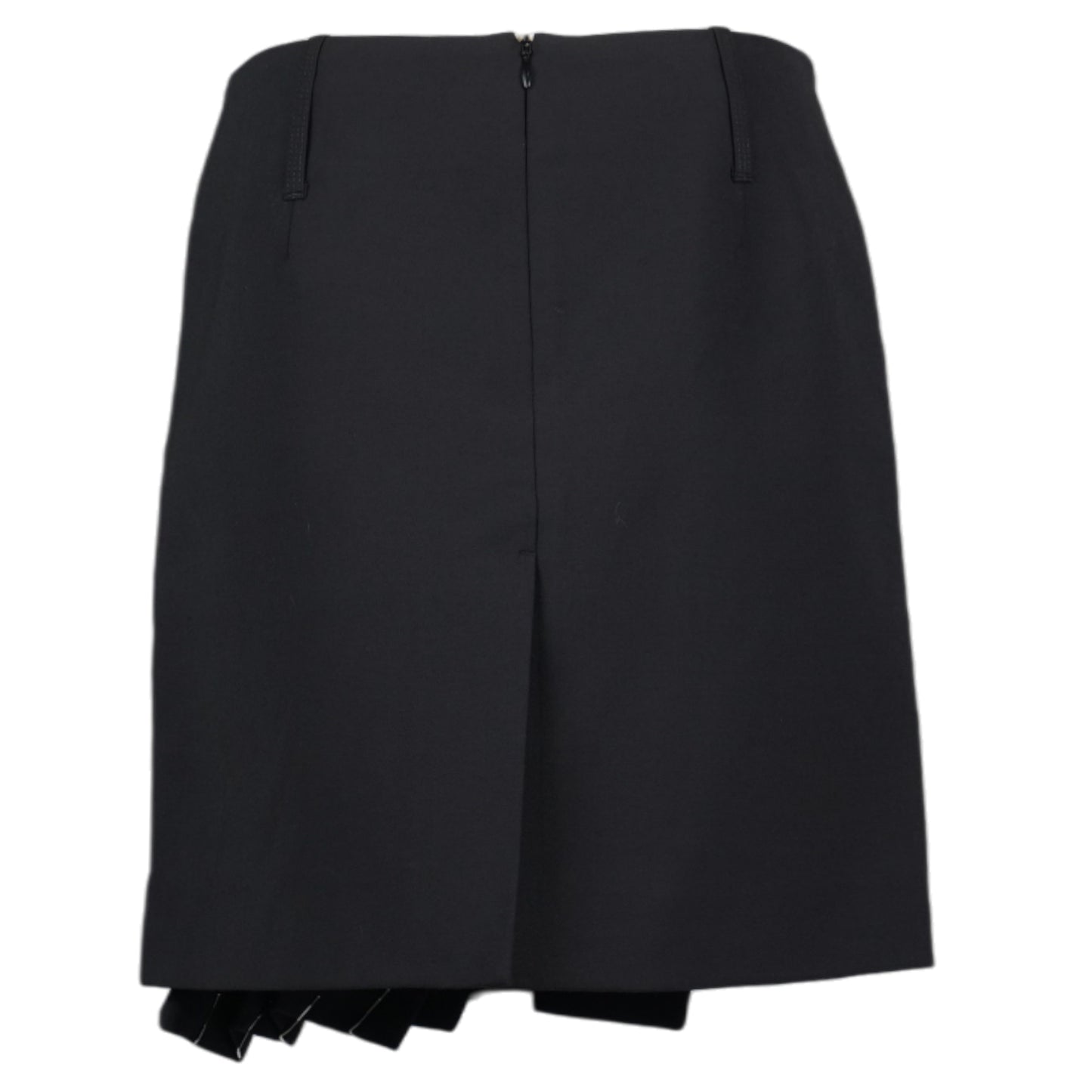 ASYMMETRICAL PLEATED MIDI SKIRT / BLACK