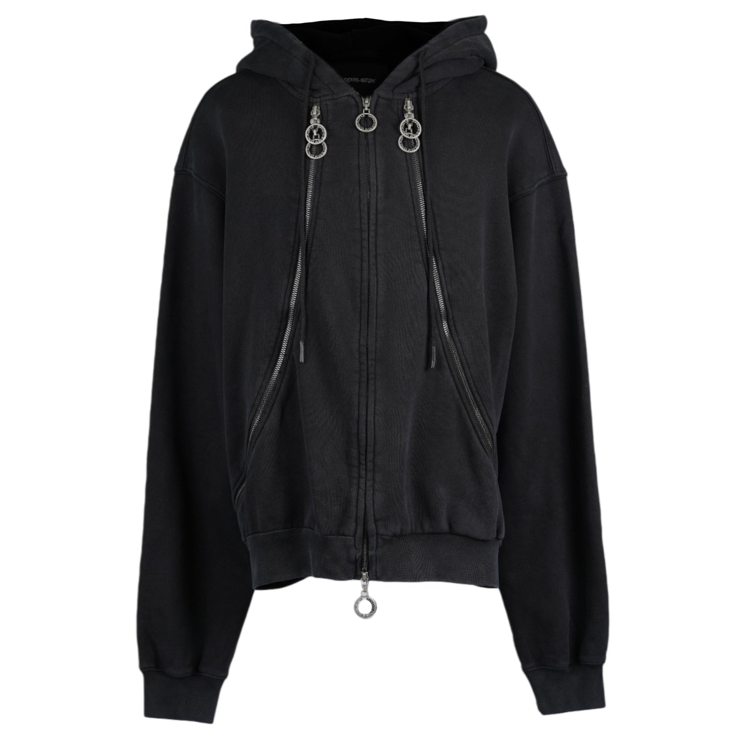 ZIPPERS HOODIE / WASHED BLACK