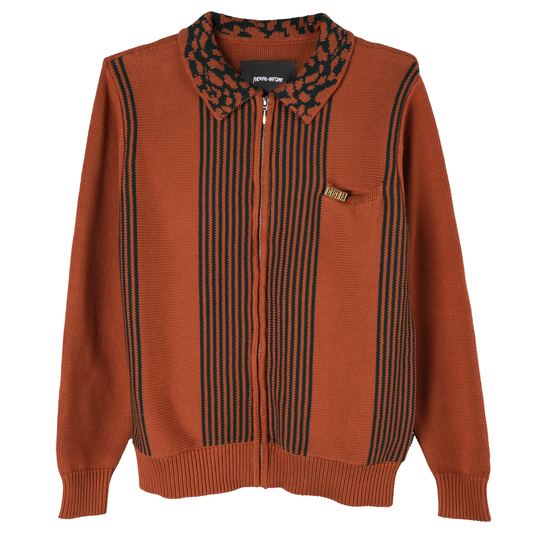 ZIP POLO SWEATER / ORANG/GREEN