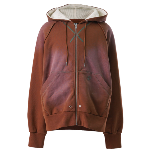 AGED ZIP UP HOODIE / BROWN