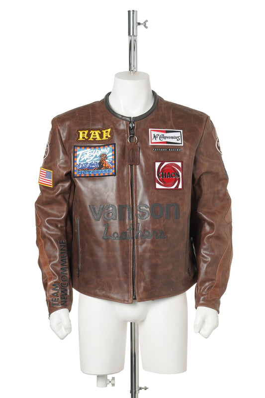 VANSON LEATHER MOTO JACKET / BROWN