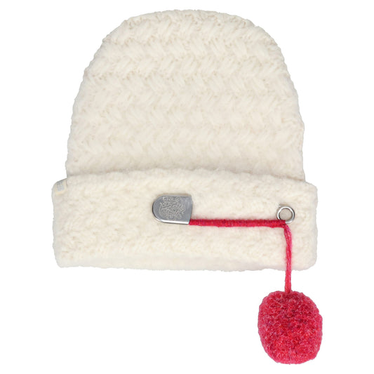 SAFETY PIN BEANIE / ECRU