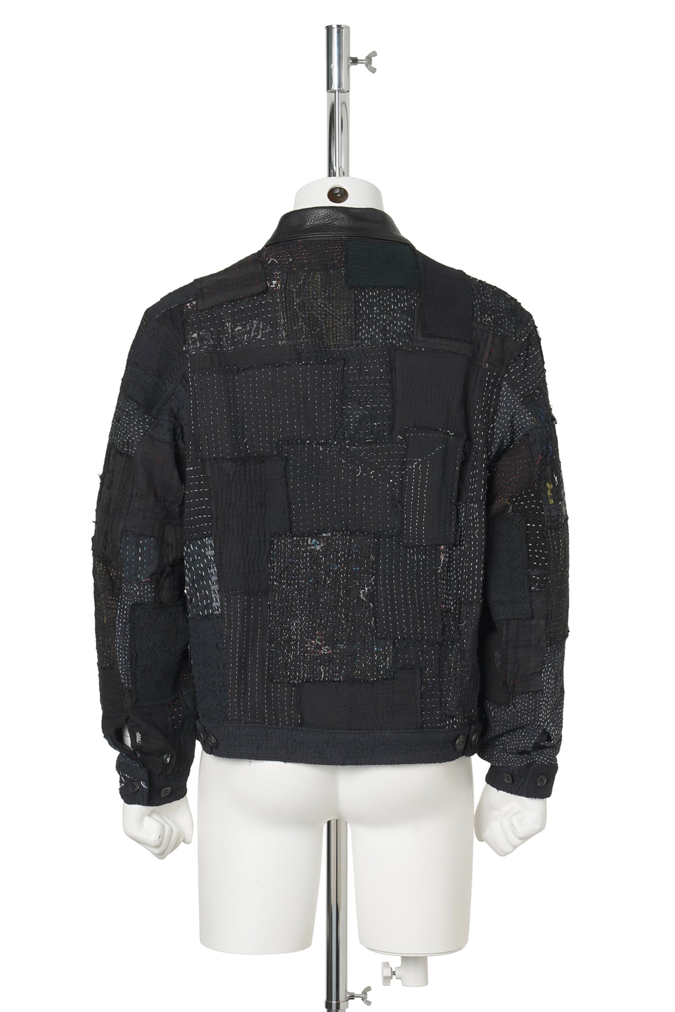 PATCHED KANTHA QUILT TRUCKER JACKET / BLACK