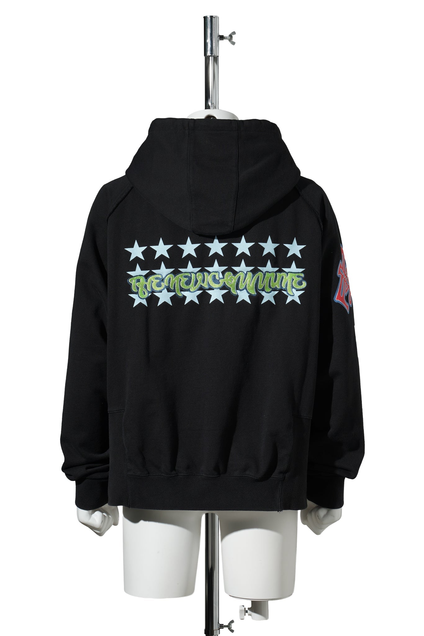 PRINTED ZIP-UP HOODIE / BLACK