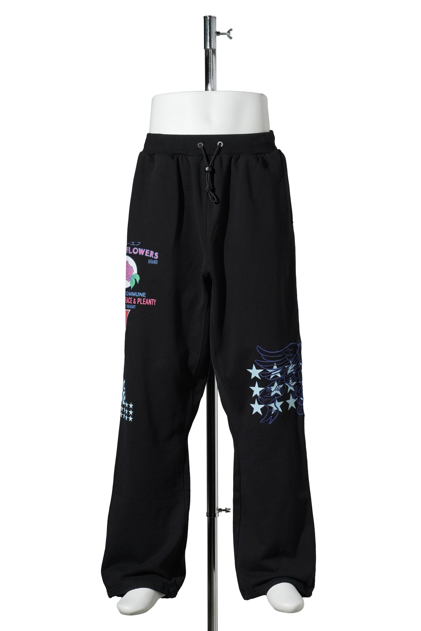 PRINTED BAGGY SWEAT PANTS / BLACK