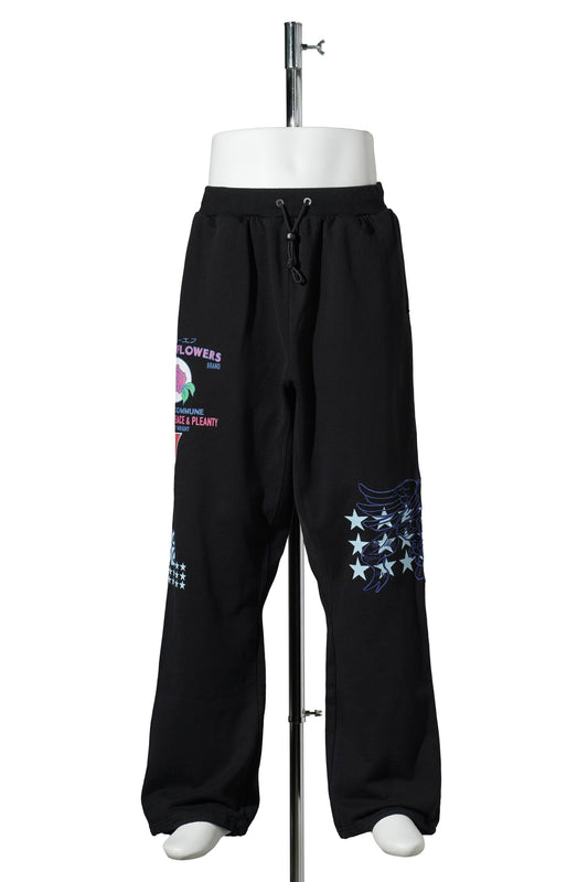PRINTED BAGGY SWEAT PANTS / BLACK
