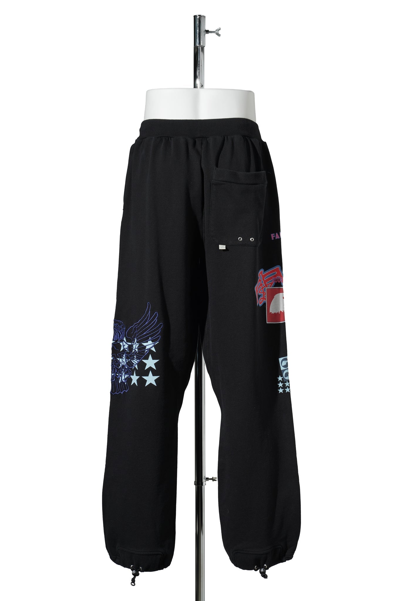 PRINTED BAGGY SWEAT PANTS / BLACK