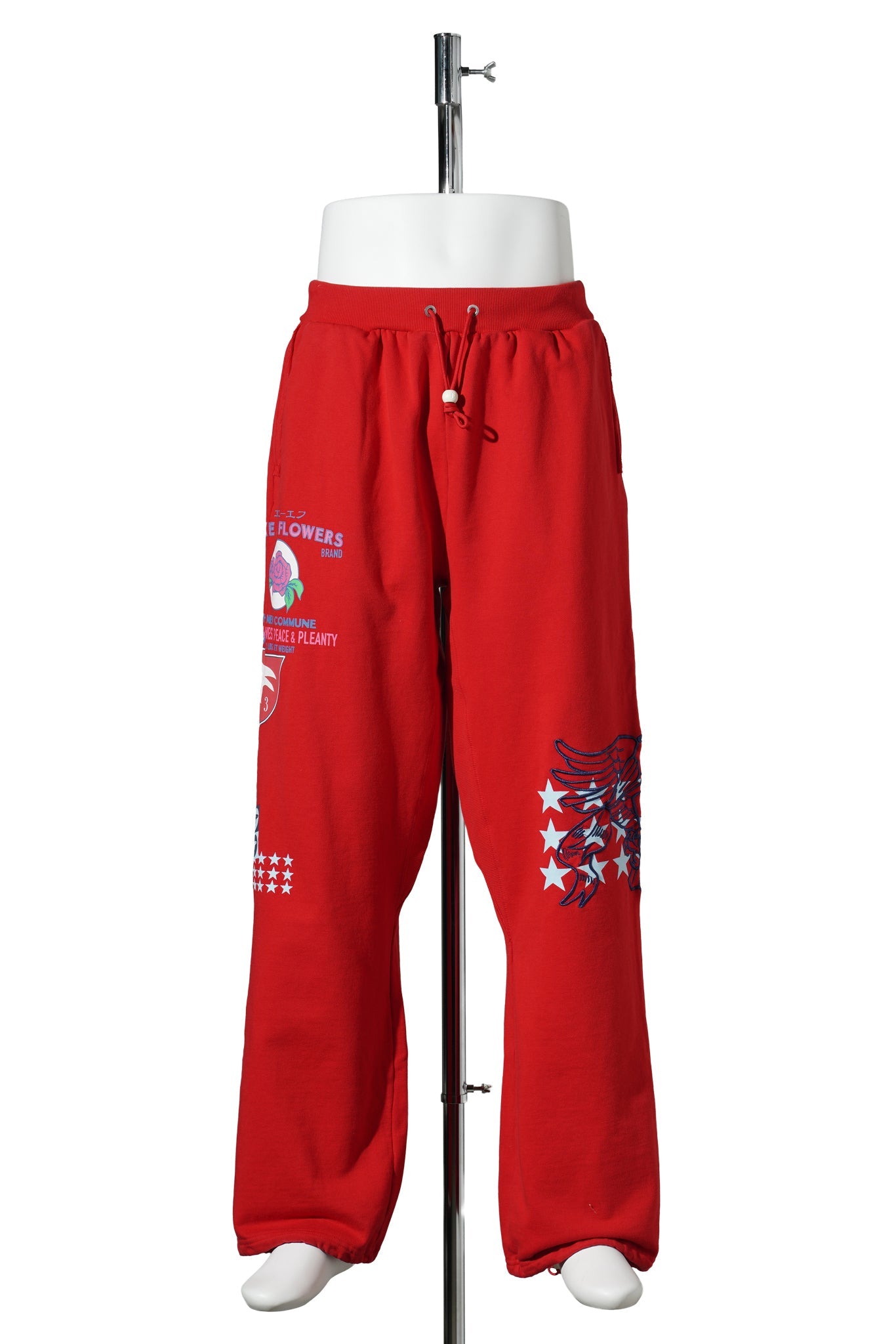 PRINTED BAGGY SWEAT PANTS / RED