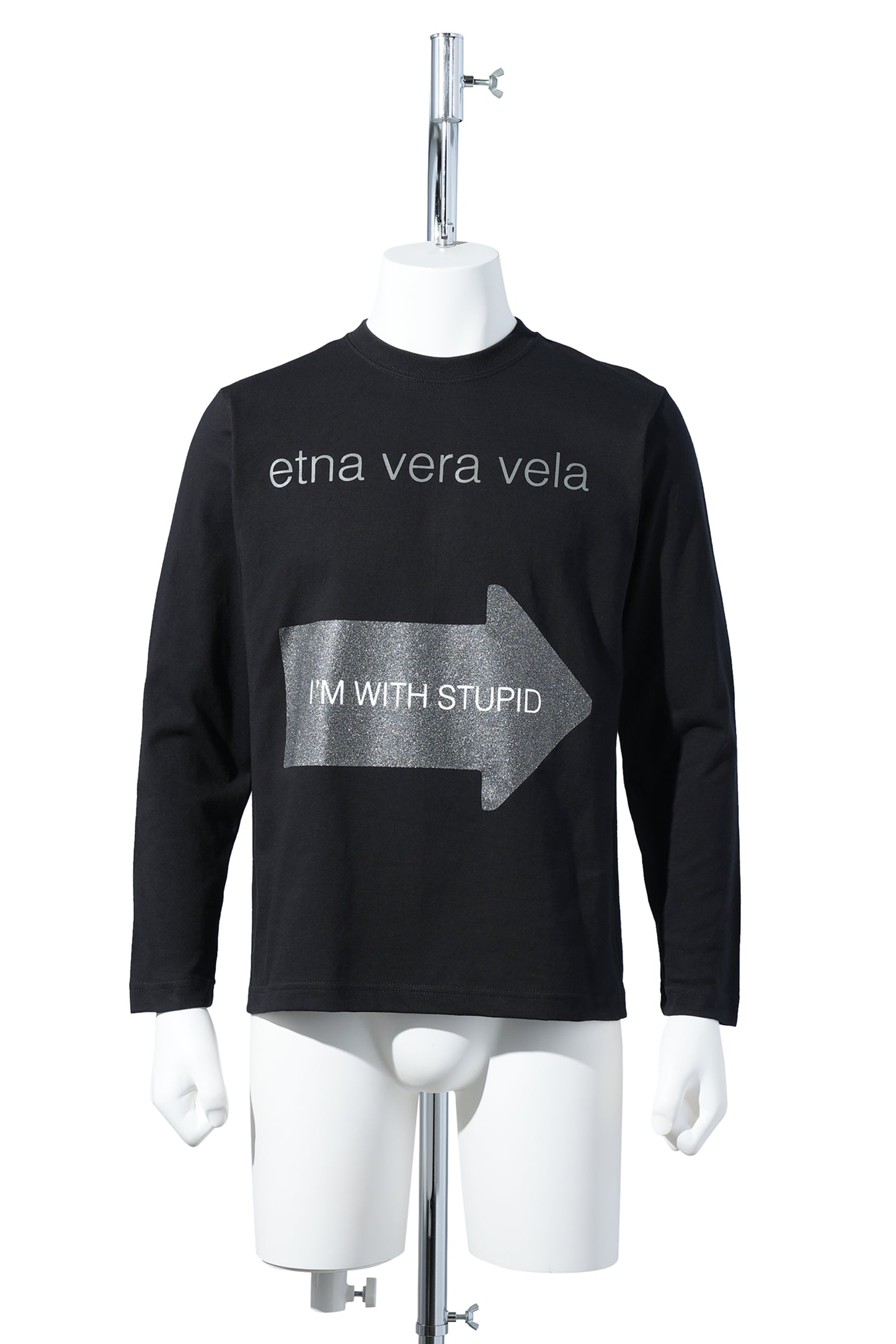 I’M WITH STUPID L/S / SILVER/BLACK