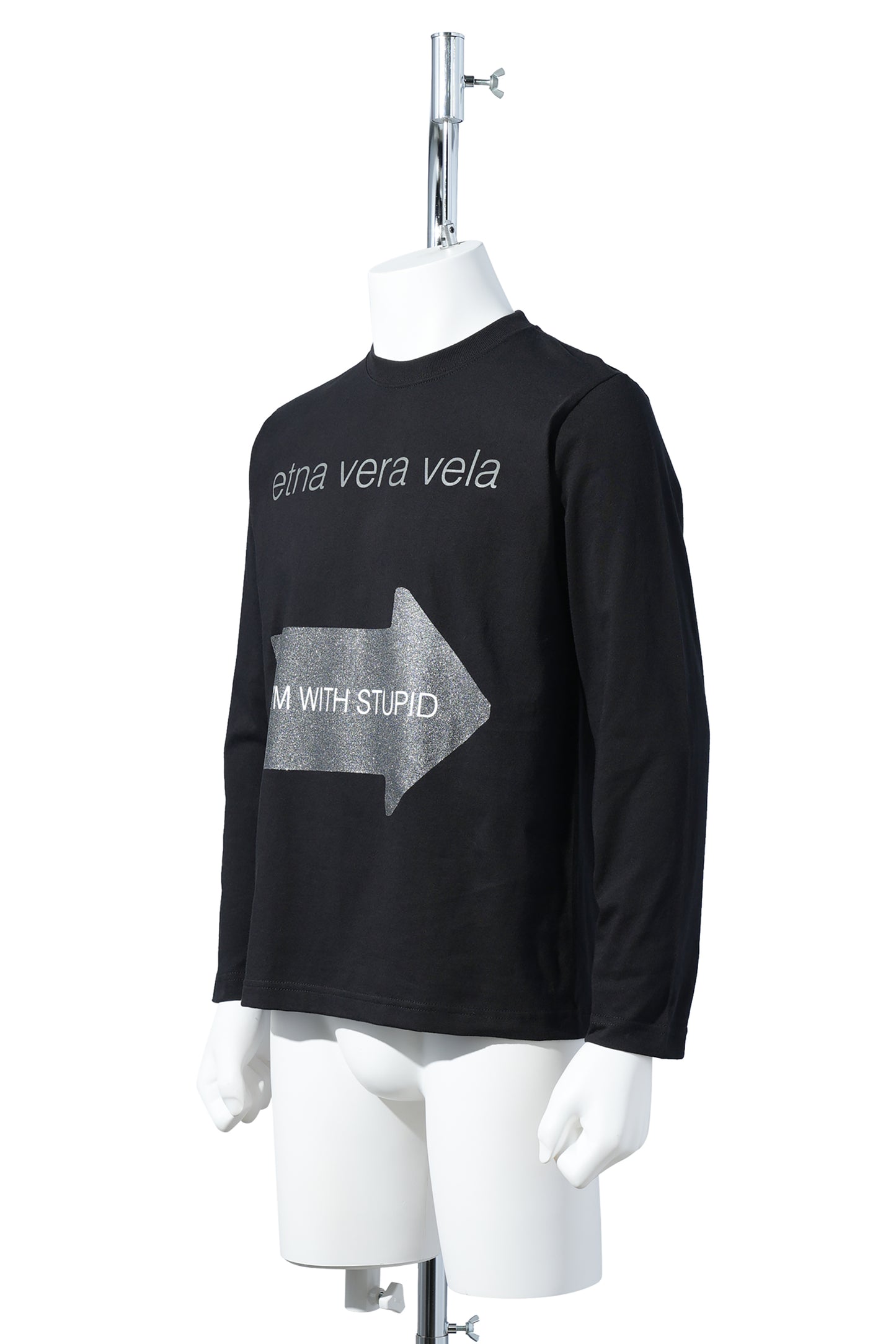 I’M WITH STUPID L/S / SILVER/BLACK