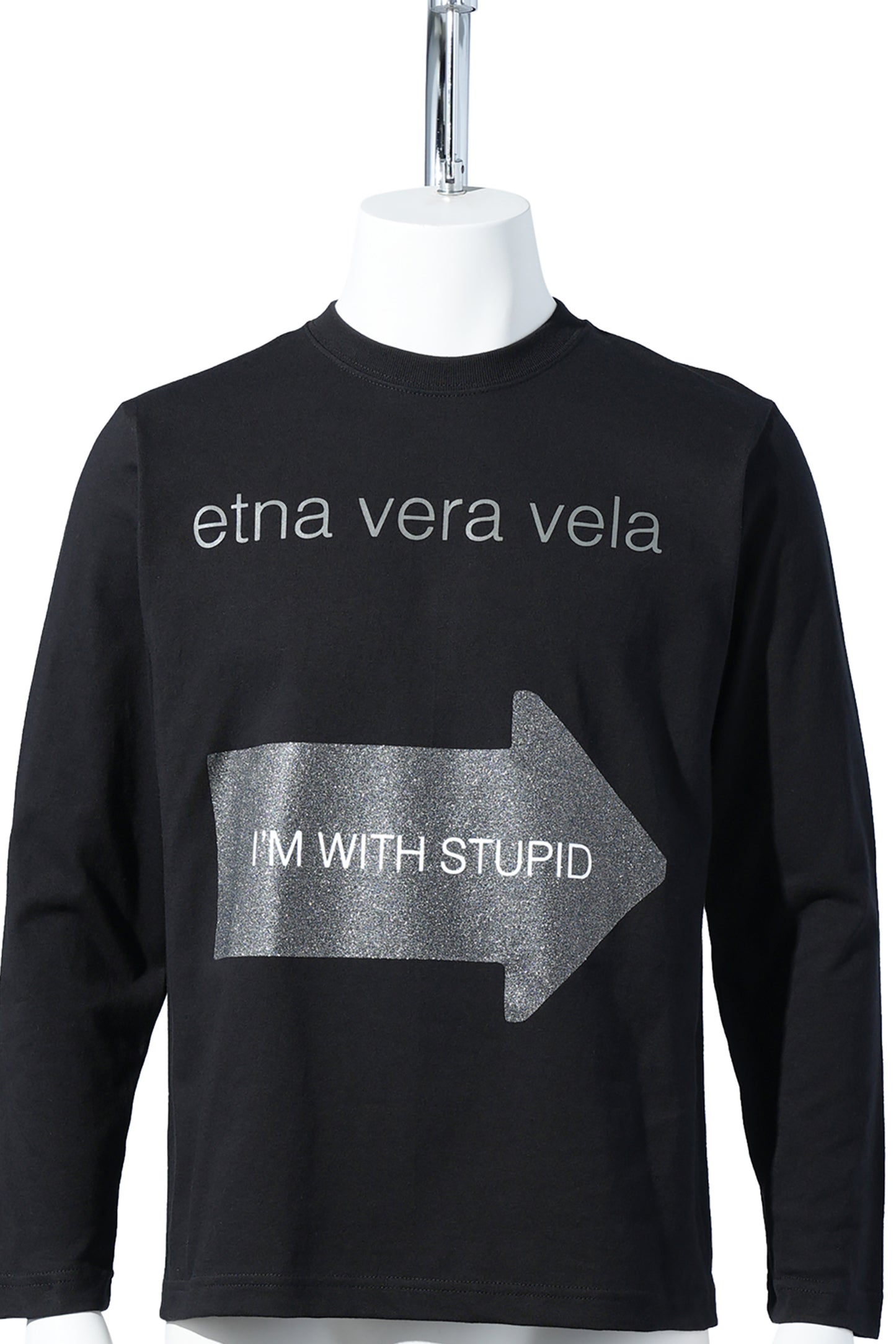 I’M WITH STUPID L/S / SILVER/BLACK