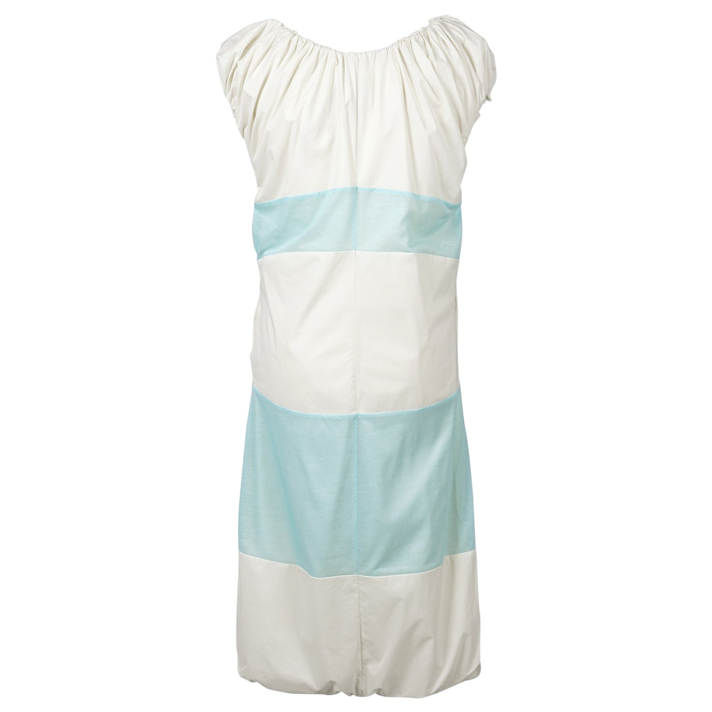 DRAWSTRING STRIP DRESS / WHITE&MINT