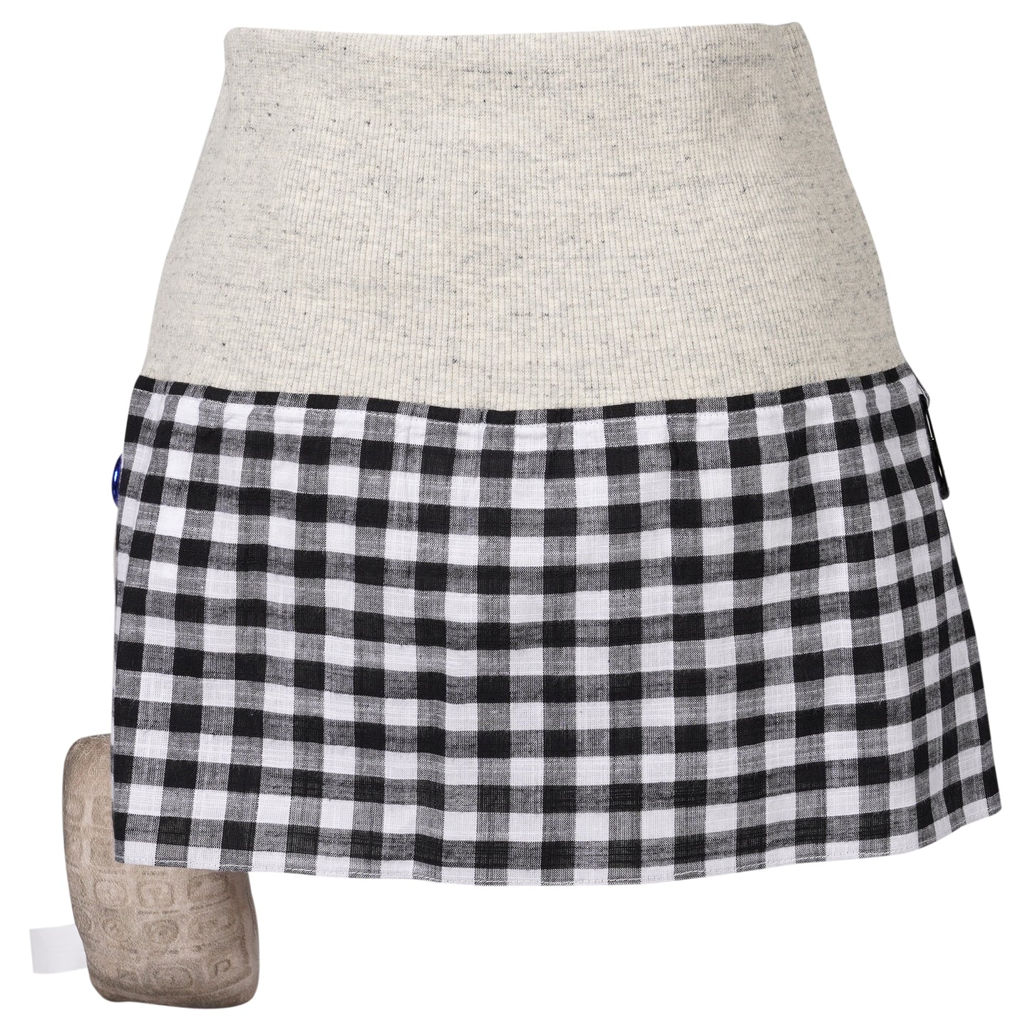 LOW RISE MINI SKIRT GRAY / BLACK&WHITE