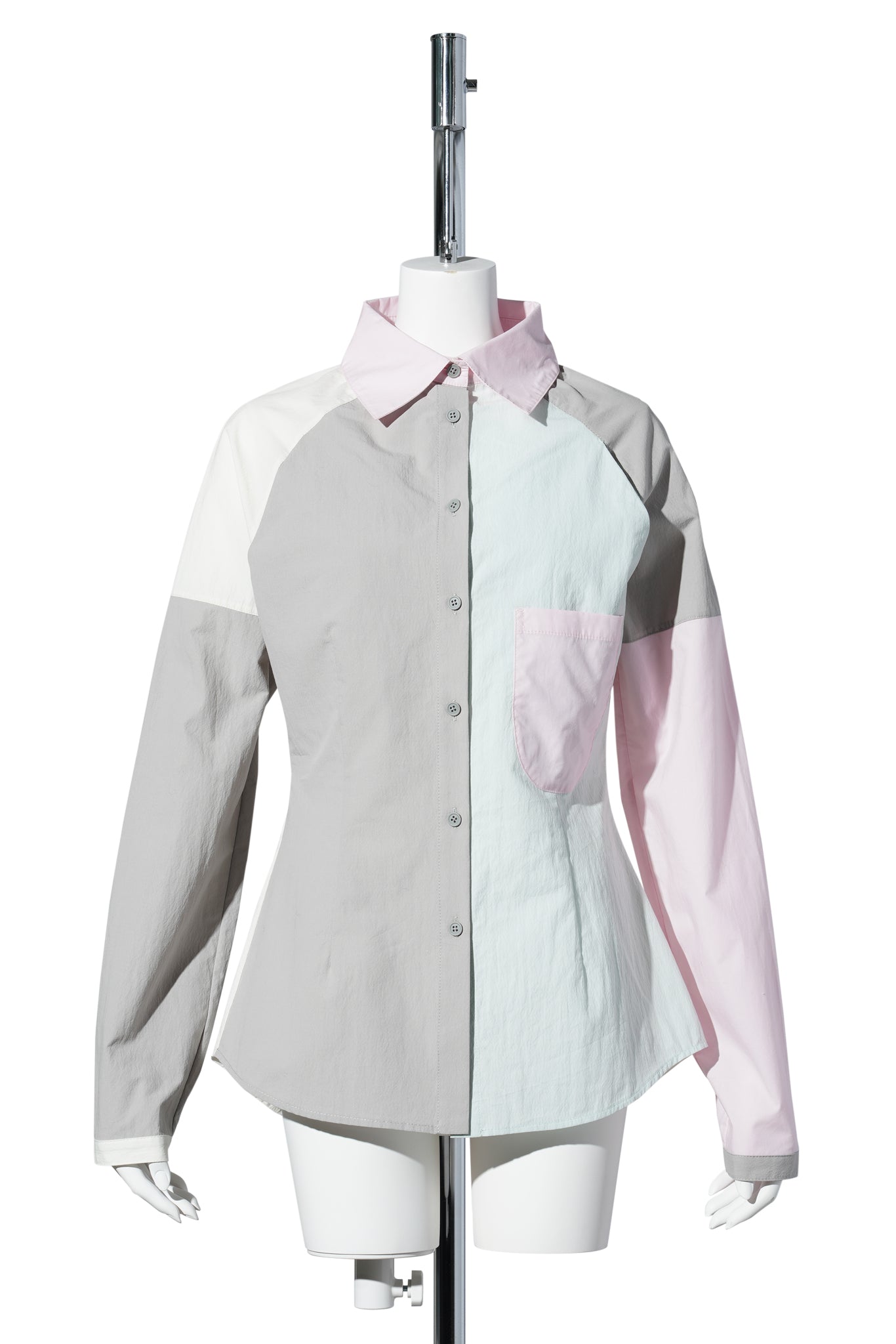 FOUR COLOR SHIRT / PINK GRAY BLUE WHITE