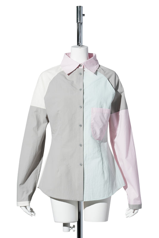 FOUR COLOR SHIRT / PINK GRAY BLUE WHITE