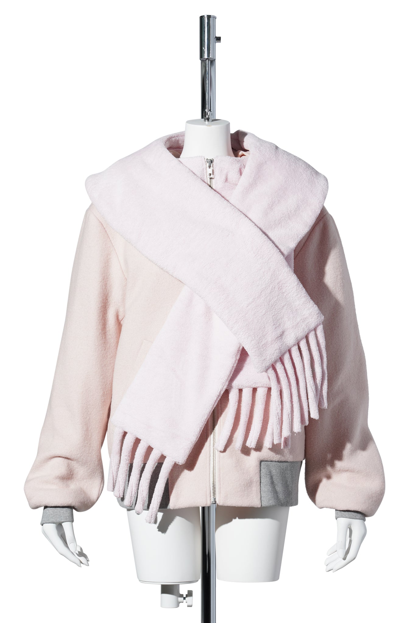 TOWEL SCARF BOMBER JACKET / PINK