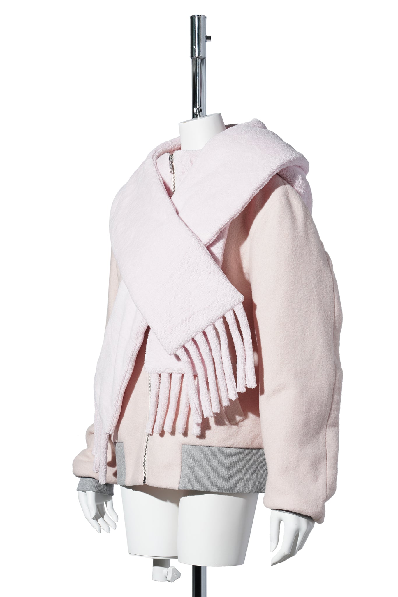 TOWEL SCARF BOMBER JACKET / PINK