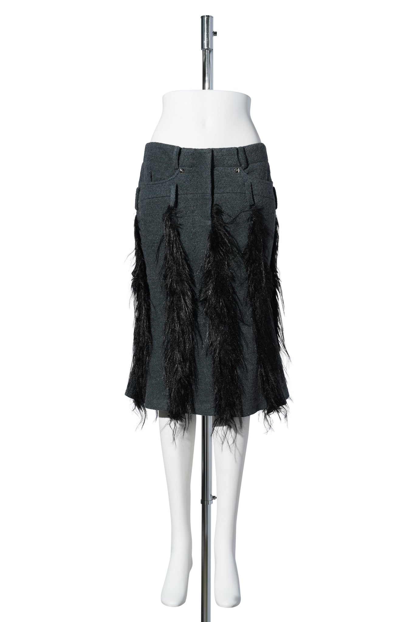 SHADOWY FUR SKIRT / TEAL BLACK