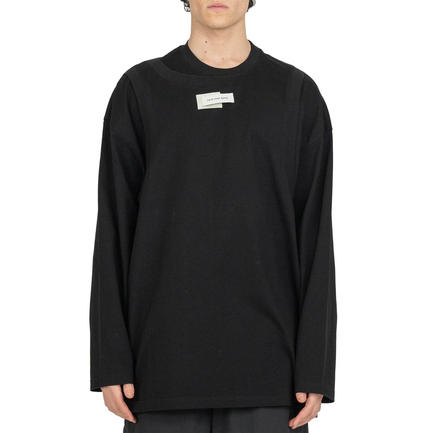 BLACK DECONSTRUCTED LONG-SLEEVE SHIRT / BLACK