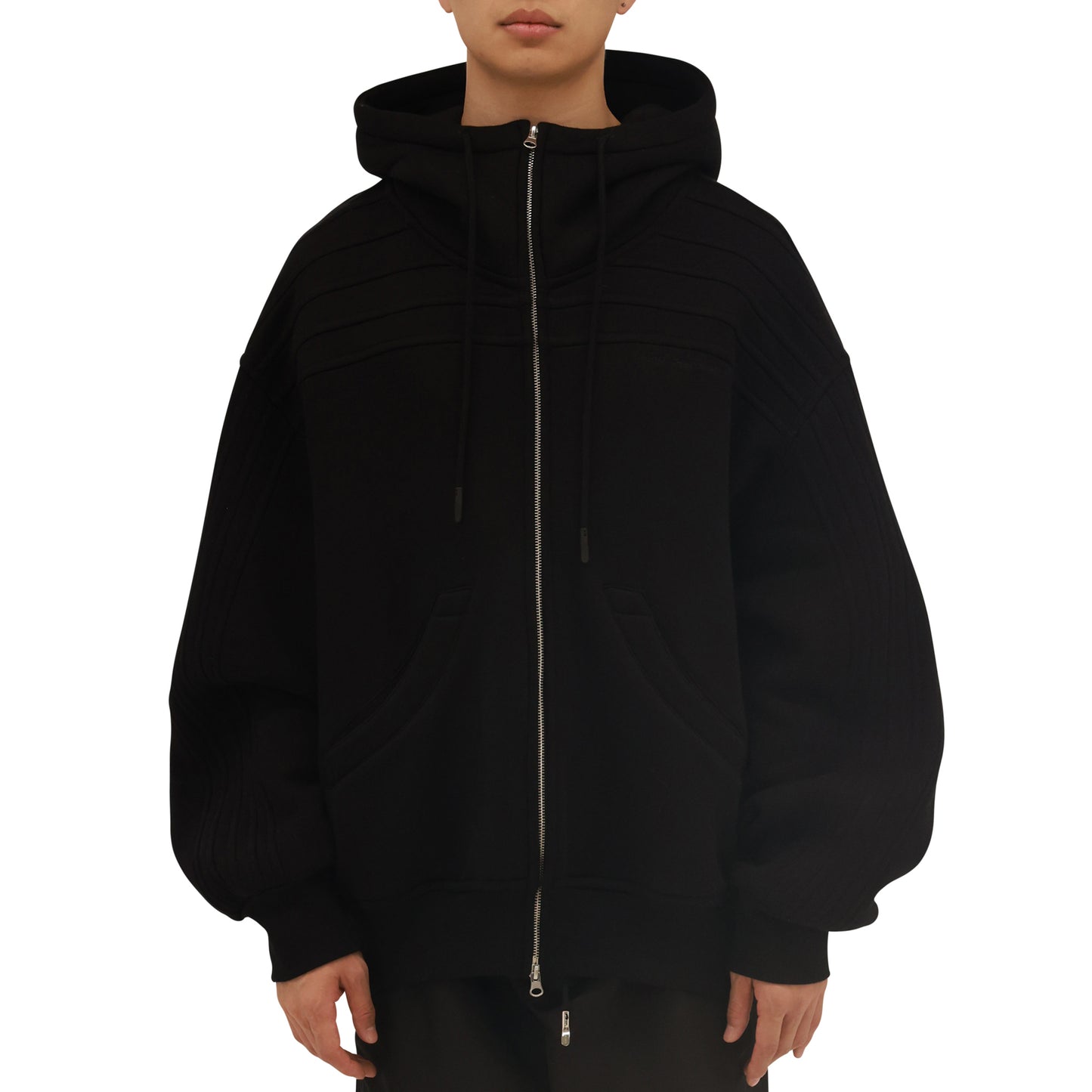 BLACK SEAMING HOODIE / BLACK