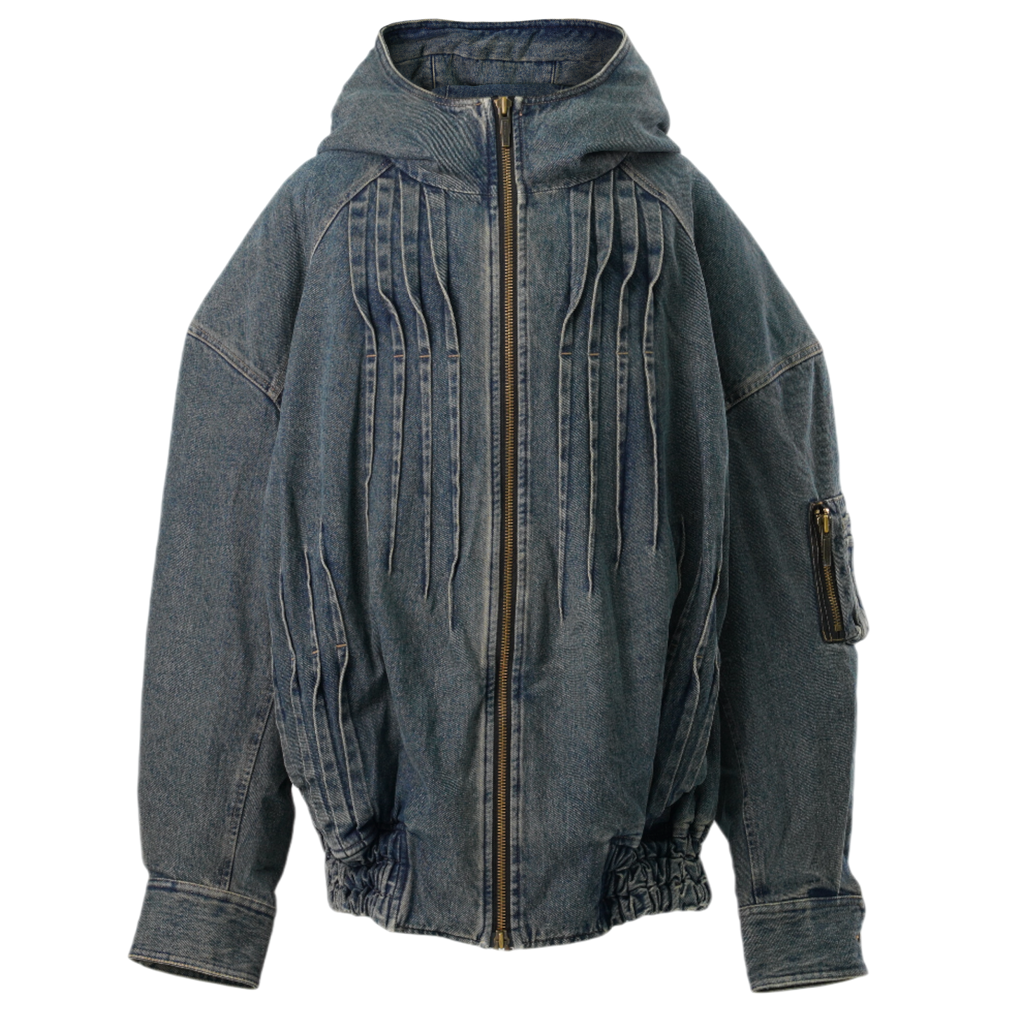 DENIM FOLDING OVERSIZED PADDED JACKET / BLUE