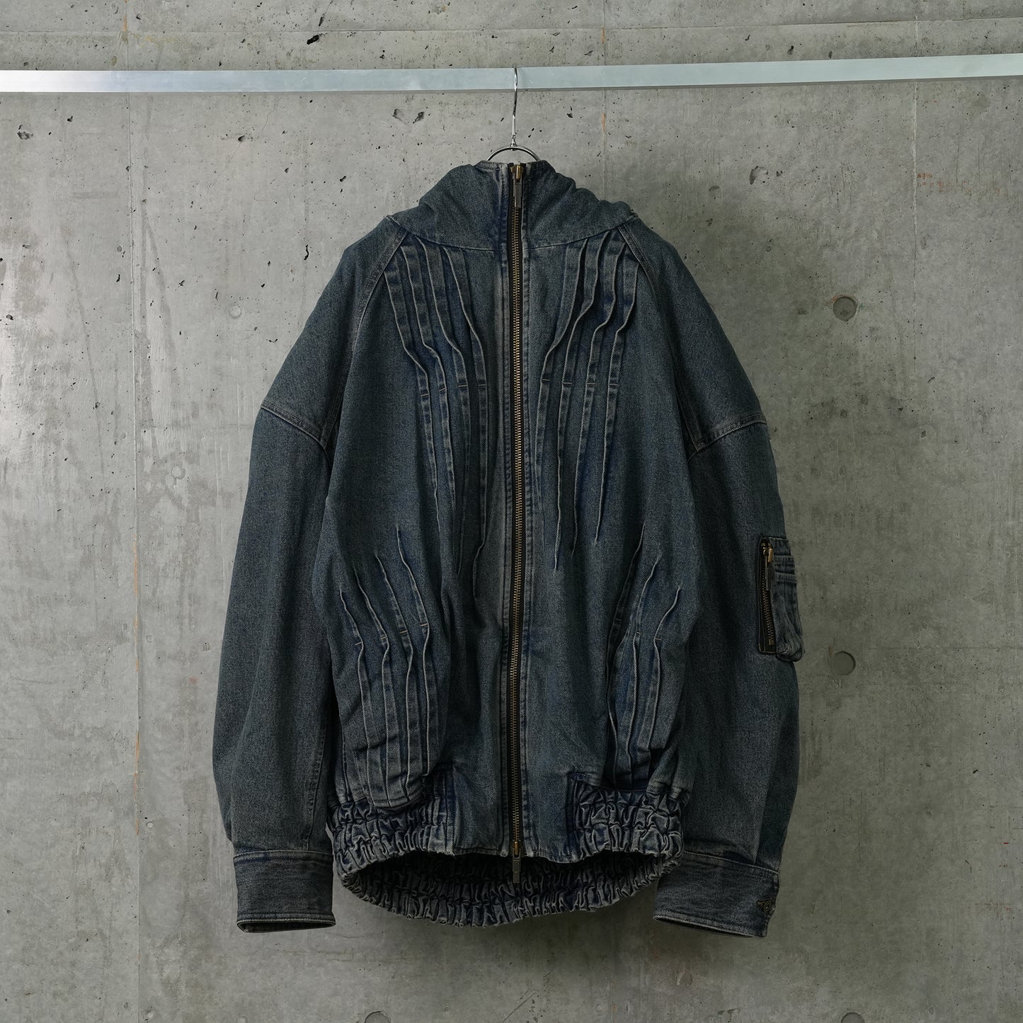 DENIM FOLDING OVERSIZED PADDED JACKET / BLUE