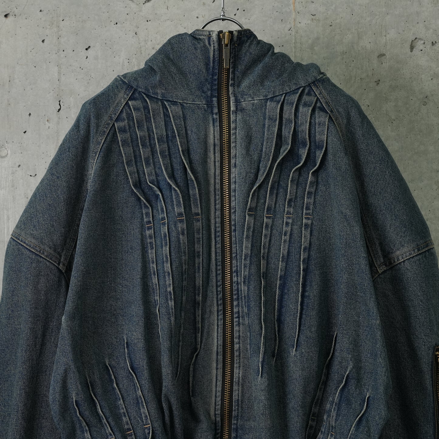 DENIM FOLDING OVERSIZED PADDED JACKET / BLUE