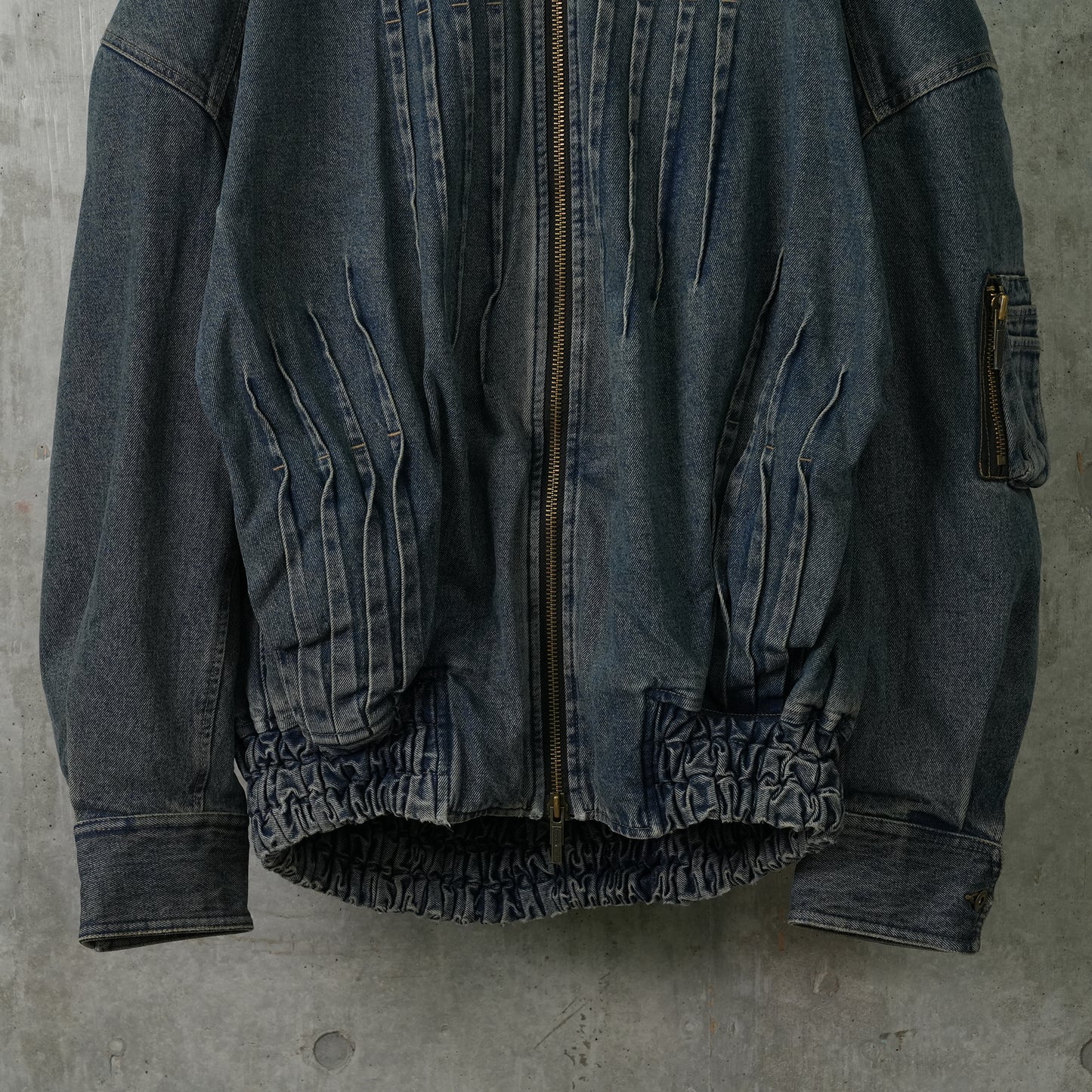 DENIM FOLDING OVERSIZED PADDED JACKET / BLUE