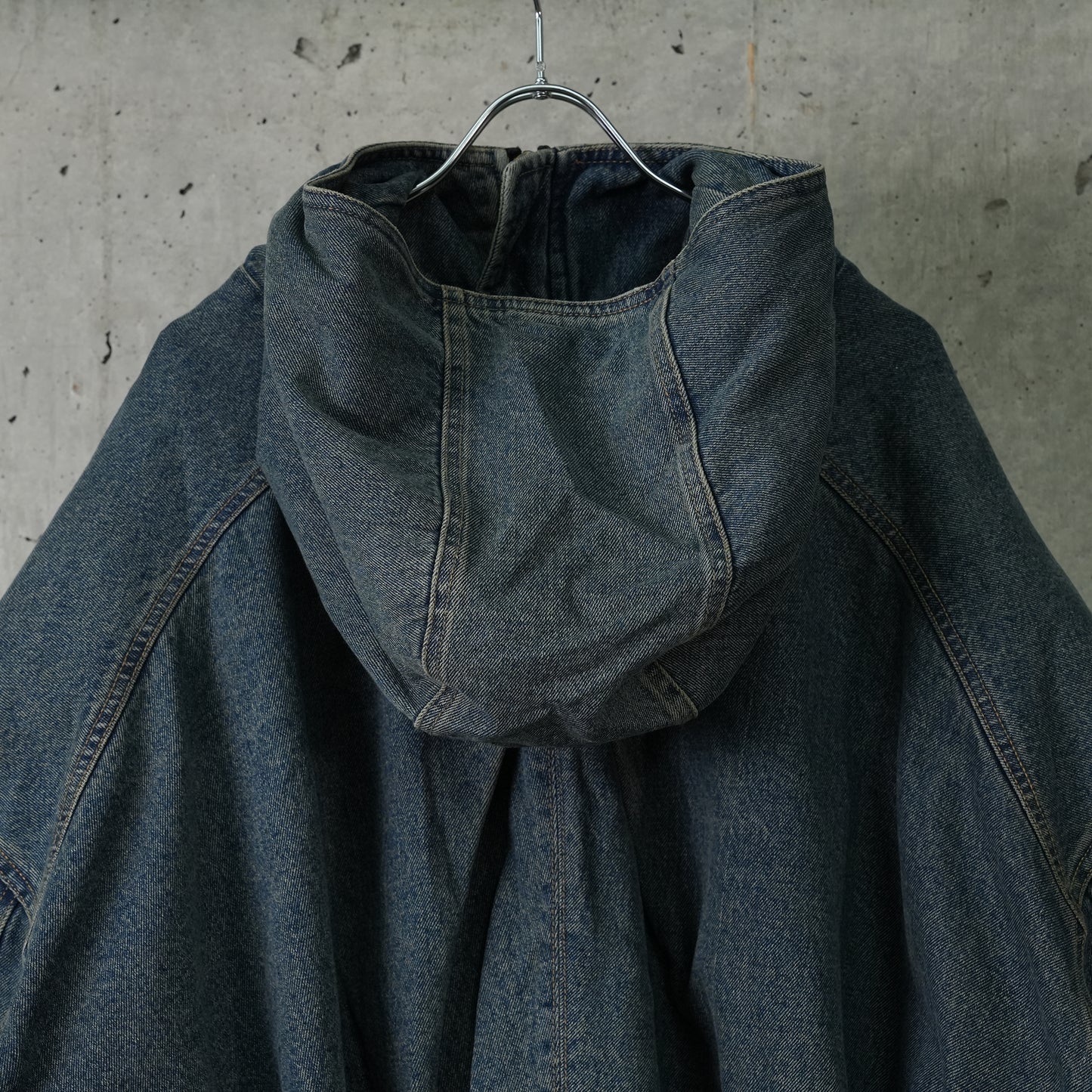 DENIM FOLDING OVERSIZED PADDED JACKET / BLUE