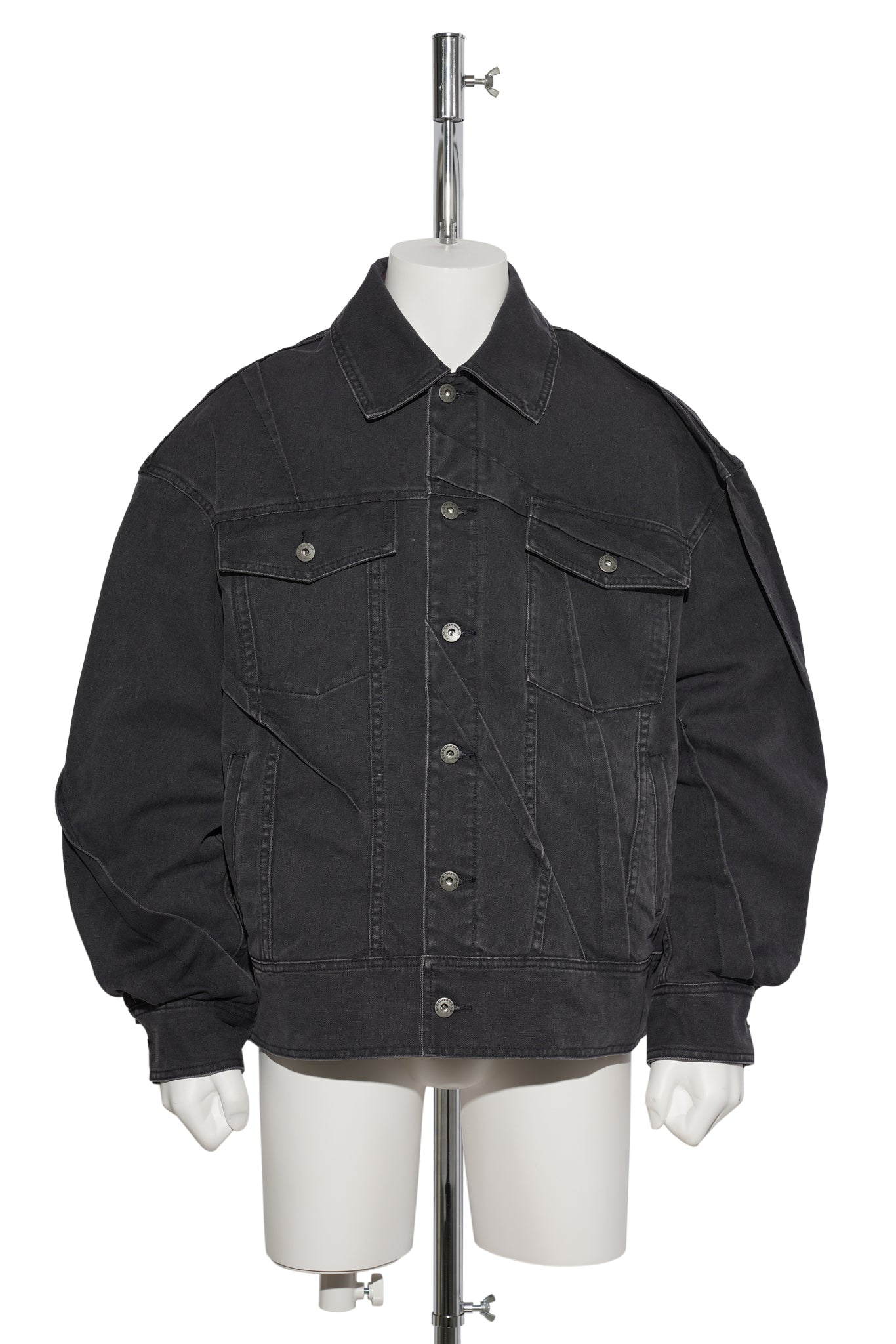 WASHED  DENIM WITH DETACHABLE  QUILTED LINING / PURPLE