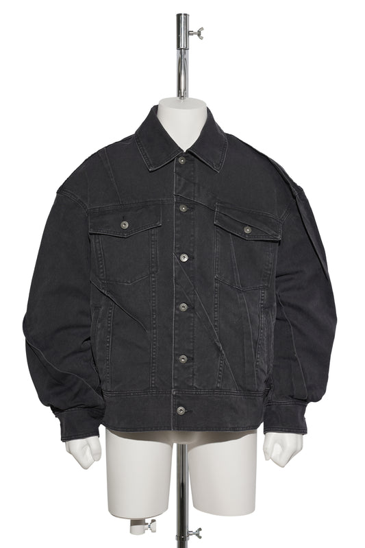 WASHED  DENIM WITH DETACHABLE  QUILTED LINING / PURPLE