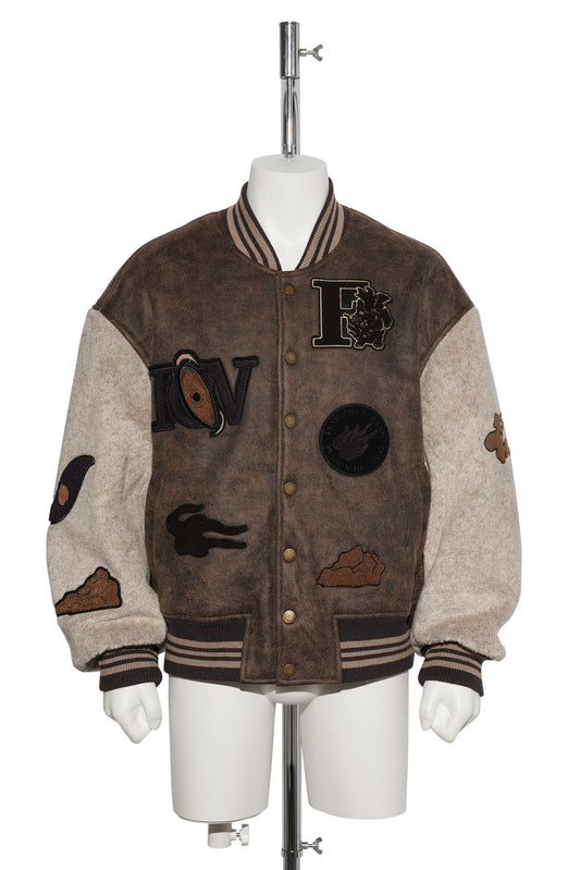 CREATURE  PATCHES SHERPA  BOMBER JACKET / BROWN