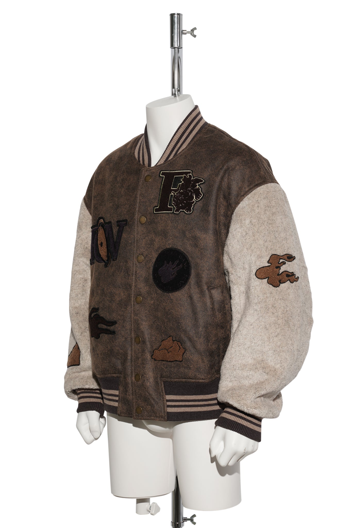 CREATURE  PATCHES SHERPA  BOMBER JACKET / BROWN