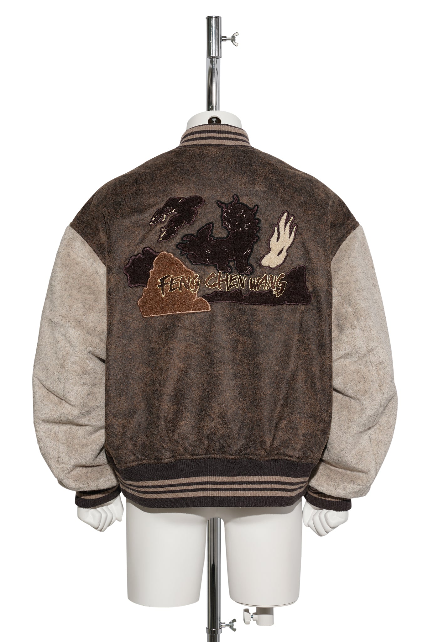 CREATURE  PATCHES SHERPA  BOMBER JACKET / BROWN
