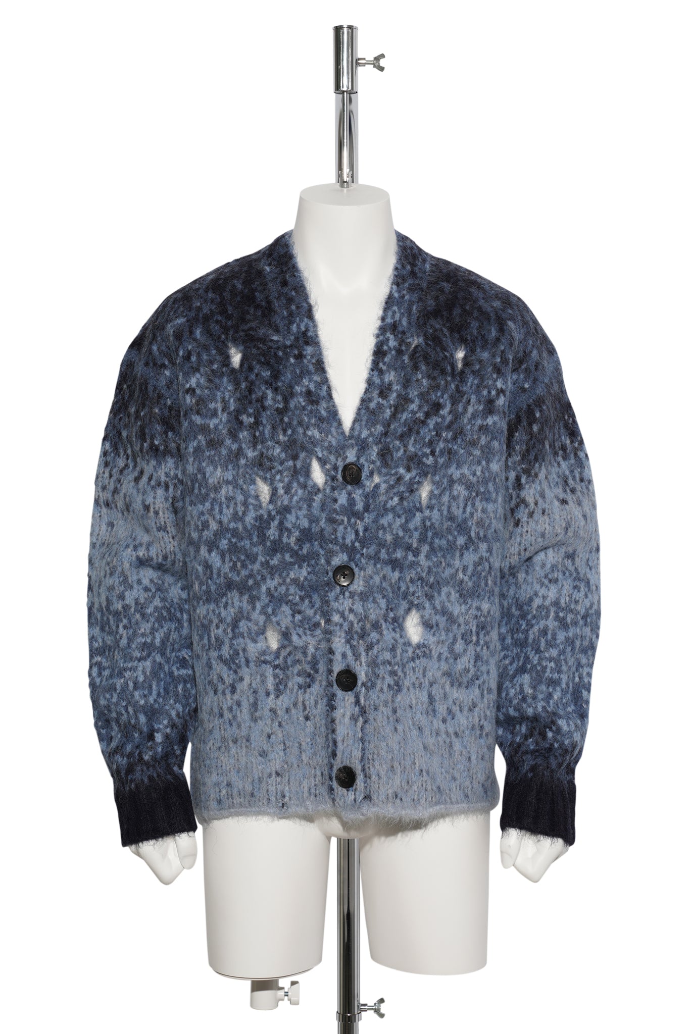 GRADIENT  KNIT CARDIGAN / BLUE GREY