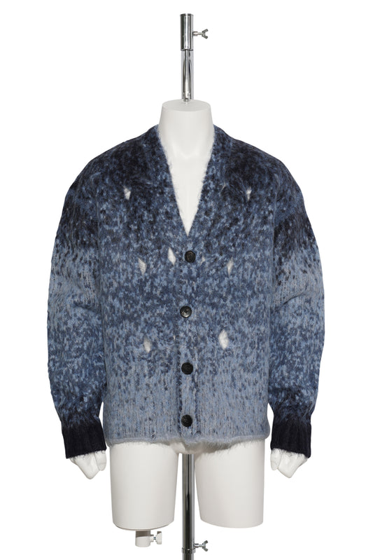 GRADIENT  KNIT CARDIGAN / BLUE GREY