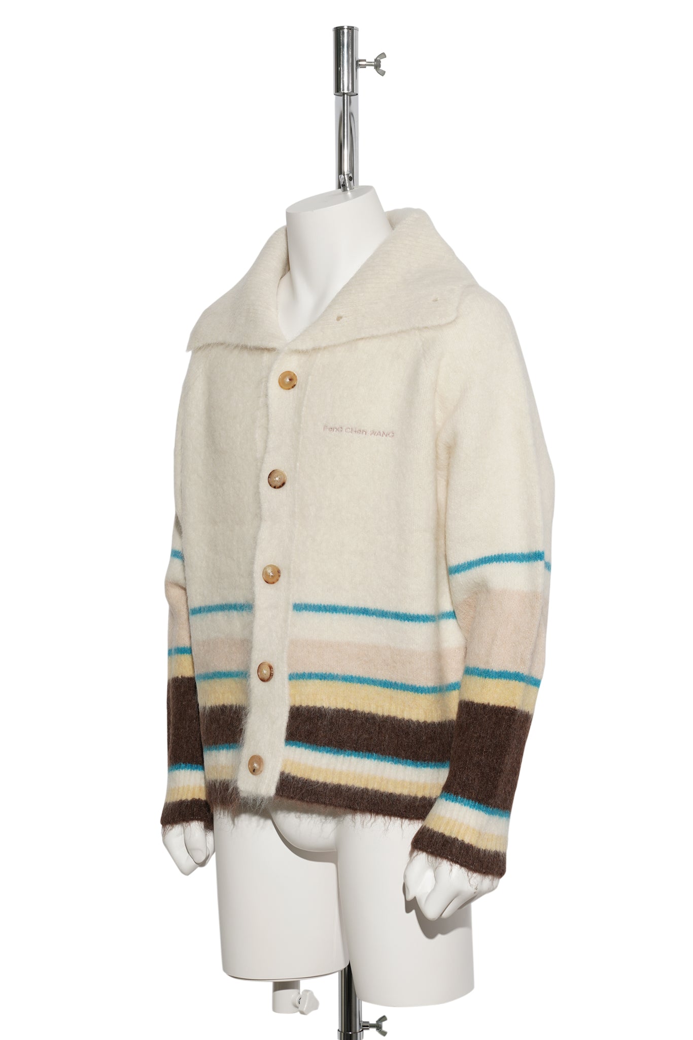 MULTICOLOUR STRIPE KNIT CARDIGAN / BEIGE BROWN YELLOW