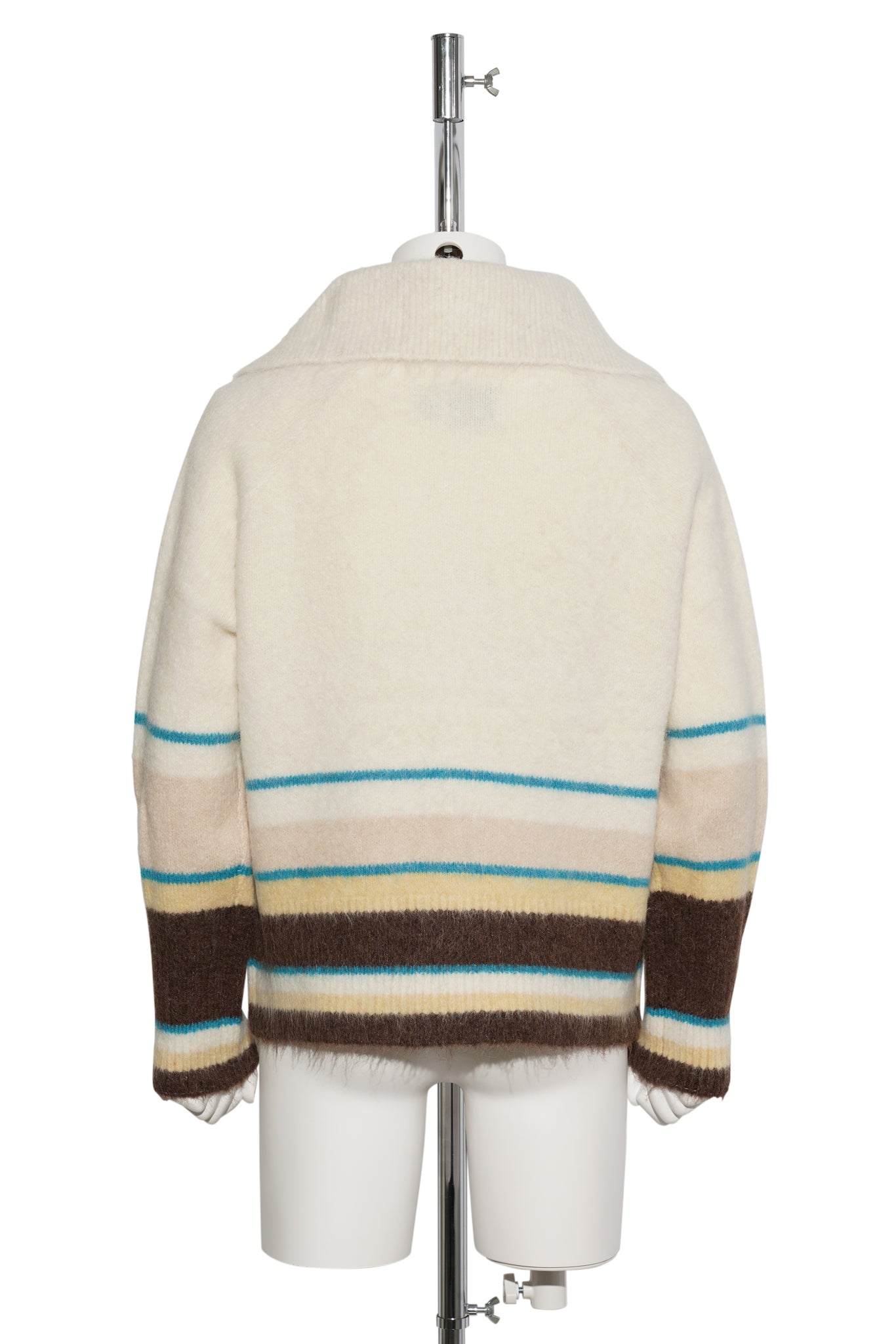 MULTICOLOUR STRIPE KNIT CARDIGAN / BEIGE BROWN YELLOW