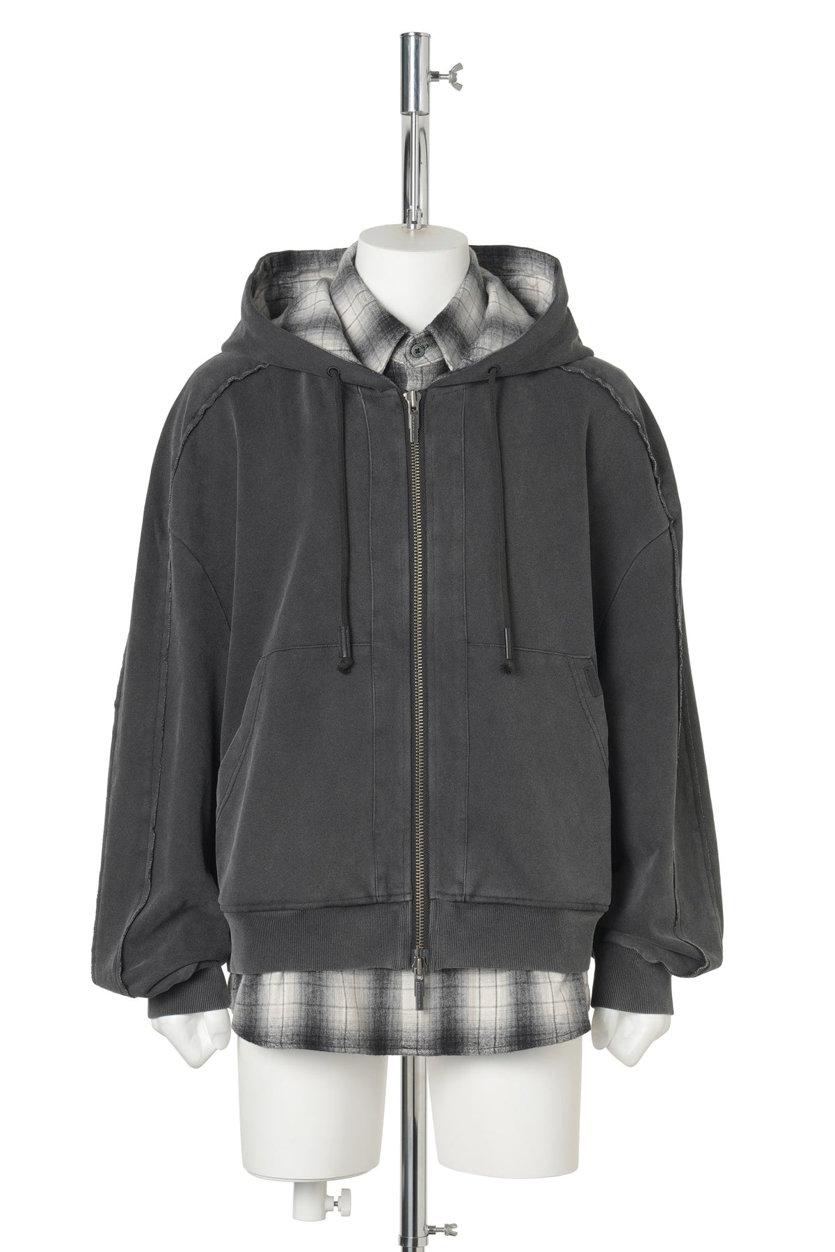 BLACK TWO-IN-ONE HOODIE / BLACK
