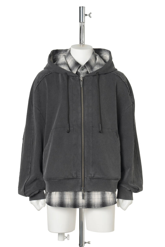 BLACK TWO-IN-ONE HOODIE / BLACK